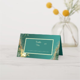 Smaragd groen goud juweel tinten bruiloft plaatskaartje
