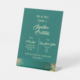 Smaragd groen goud juweel tinten bruiloft reclamebord met voetstuk