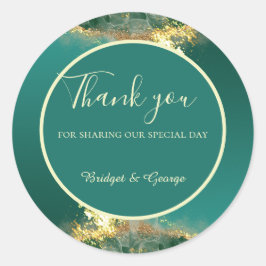 Smaragd groen goud juweel tinten bruiloft ronde sticker