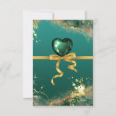 Smaragd groen goud juweel tinten bruiloft RSVP kaartje (Achterkant)