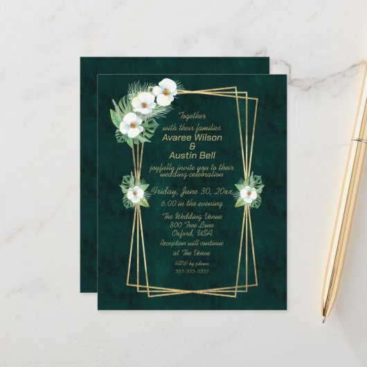 Smaragd Groen Goud Lijst Bloemen (Voorkant / Achterkant in situ)