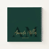 Smaragd Groen Goud Modern Aangepast Monogram Minim Notitieboek (Achterkant)