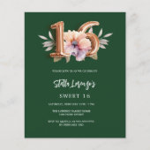 Smaragd groen goud perzik bloemenbudget Sweet 16 (Voorkant)