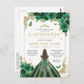 Smaragd Groen Goud Prinses Bloemen Quinceañera Briefkaart (Voorkant / Achterkant)