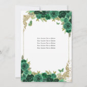 Smaragd Groen Goud Prinses Bloemen Quinceañera Kaart (Achterkant)
