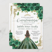 Smaragd Groen Goud Prinses Bloemen Quinceañera Kaart (Voorkant / Achterkant)