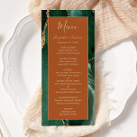 Smaragd Groen Goud Roest Bruiloft Menu<br><div class="desc">Dit elegante moderne huwelijksmenu heeft een smaragdgroene waterverf agaat achtergrond. De aanpasbare tekst combineert goudkleurige grillige handschriftscript met cursieve en kopervormige lettertypen op een gebrande sinaasappel of roestachtergrond. De achterzijde is voorzien van een bijpassend smaragdgroen en goud agaatontwerp.</div>