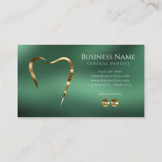 Smaragd Groen & Goud Tandarts Visitekaartje (Achterkant)