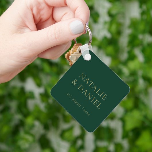 Smaragd Groen & Goud Typografie Glamour Bruiloft Sleutelhanger (Hand)