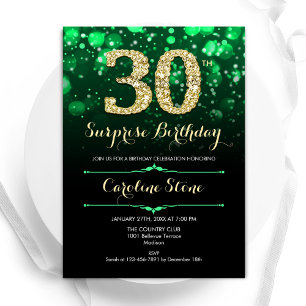 Smaragd Groen Goud Verrassing 30e Verjaardag Kaart