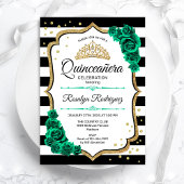 Smaragd Groen Goud Wit Quinceanera Kaart