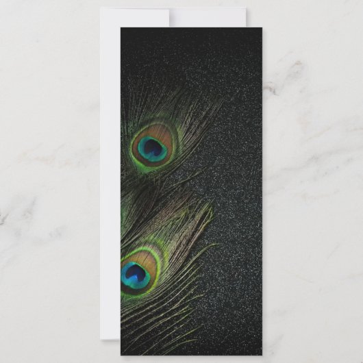 Smaragd Groen Goud Zwart Peacock Bruiloft Menu Kaart (Achterkant)