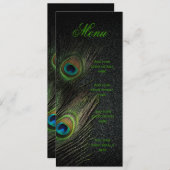 Smaragd Groen Goud Zwart Peacock Bruiloft Menu Kaart (Voorkant / Achterkant)