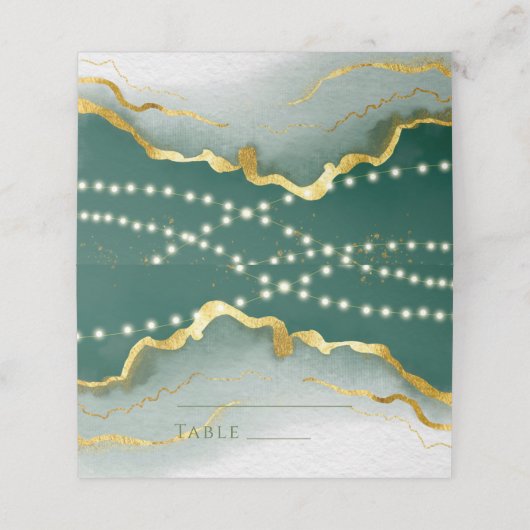 Smaragd Groen Gouden Agaat Lichten Huwelijksregist Plaatskaartje (Buitenkant ongevouwen)