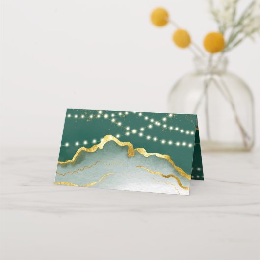 Smaragd Groen Gouden Agaat Lichten Huwelijksregist Plaatskaartje (Achterkant)