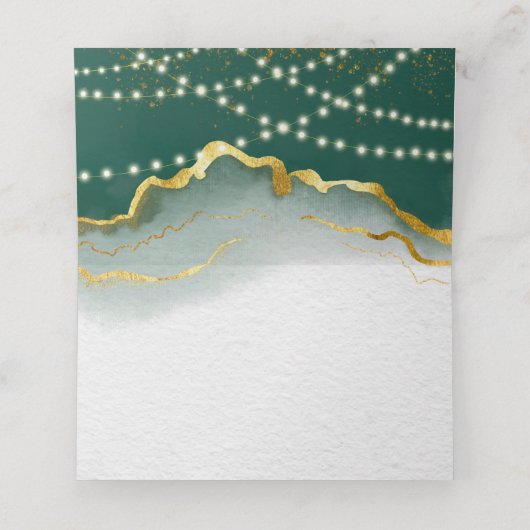 Smaragd Groen Gouden Agaat Lichten Huwelijksregist Plaatskaartje (Binnenkant ongevouwen)