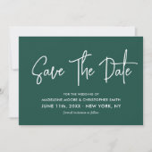 Smaragd Groen & Gouden Kalligrafie Scan QR Code Save The Date (Voorkant)