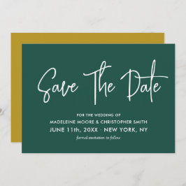 Smaragd Groen & Gouden Kalligrafie Scan QR Code Save The Date
