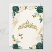 Smaragd Groen Gouden Vlinder Bloemen Quinceañera Kaart (Achterkant)
