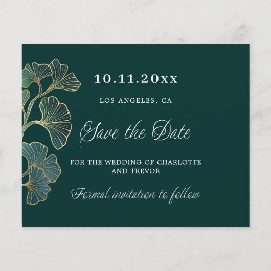 Smaragd groen groen groen bruiloft bespaar de datu (Voorkant)