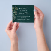 Smaragd groen groen groen bruiloft bespaar de datu flyer (Hand)