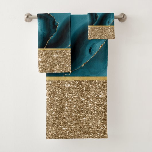 Smaragd Groen Marmer Goud Glitter Bad Handdoek (Insitu)