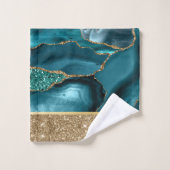 Smaragd Groen Marmer Goud Glitter Bad Handdoek (Wasdoekje)
