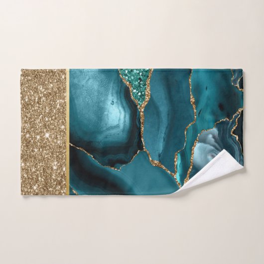Smaragd Groen Marmer Goud Glitter Bad Handdoek (Handdoek)