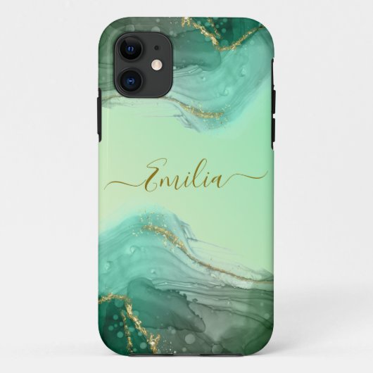 Smaragd groen marmer iPhone Case (Achterkant)