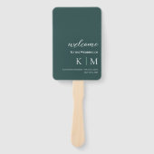 Smaragd Groen-Modern- Monogram-Trouwprogramma- Handwaaier (Voorkant)