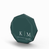 Smaragd Groen-Monogram -Bruiloft Keepsake- Fotoblokken (Rechts)