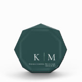 Smaragd Groen-Monogram -Bruiloft Keepsake- Fotoblokken (Voorkant)