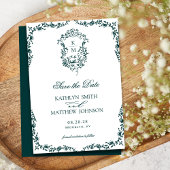 Smaragd Groen Monogram  Crest Bruiloft Save The Date