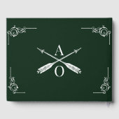 Smaragd Groen Monogram en Pijlen Bruiloft Gastenboek (Achterkant)