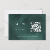 Smaragd Groen Monogram & Grens QR Code Bruiloft RSVP Kaartje (Voorkant)