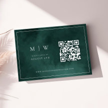 Smaragd Groen Monogram & Grens QR Code Bruiloft