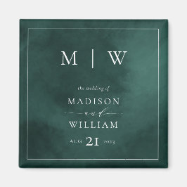 Smaragd Groen Monogram & Grensbruiloft Magneet