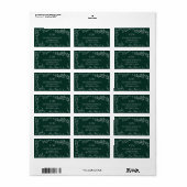 Smaragd Groen Monogram Trouwadres Etiket (Full Sheet)
