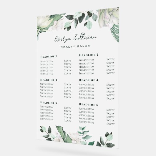 Smaragd groen prijslijst acryl bord (Hoek)