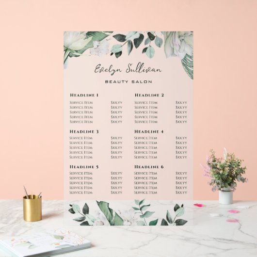 Smaragd groen prijslijst acryl bord (Huwelijk)