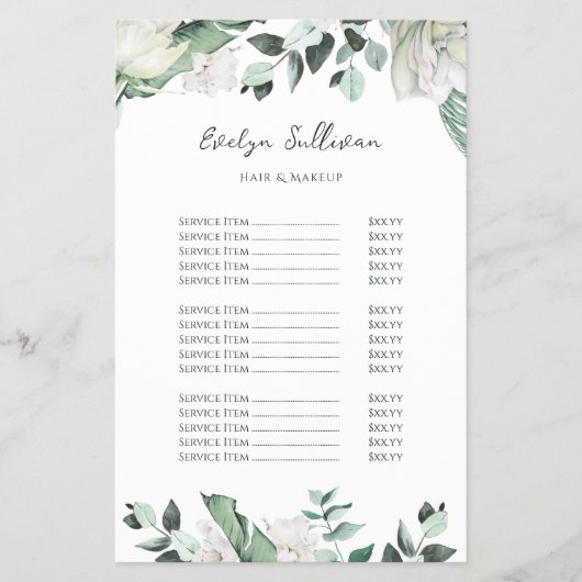 Smaragd groen prijslijst Flyer (Voorkant)