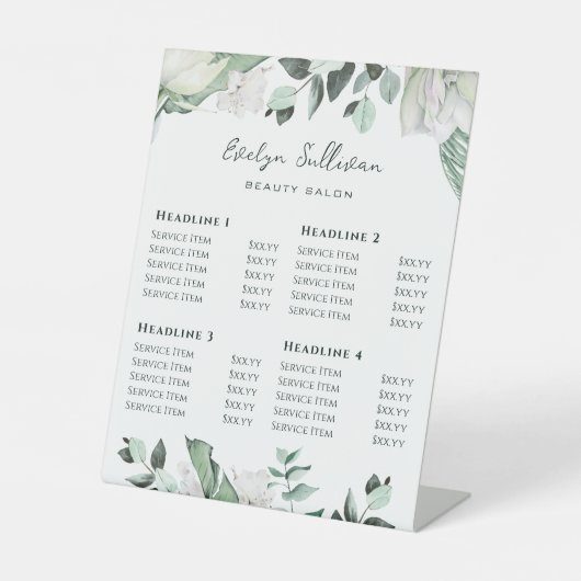 Smaragd groen prijslijst voetstuk teken reclamebord met voetstuk (Voorkant)