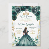Smaragd Groen Prinses Quinceañera Kroonbloem Kaart (Voorkant)