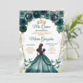 Smaragd Groen Prinses Quinceañera Kroonbloem Kaart (Staand voorkant)