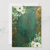 Smaragd Groen Romantisch Bloemen Bruiloft Save The Date (Achterkant)