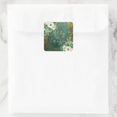 Smaragd Groen Romantisch Bloemen Bruiloft Sticker (Tas)