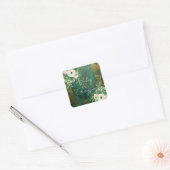 Smaragd Groen Romantisch Bloemen Bruiloft Sticker (Envelop)