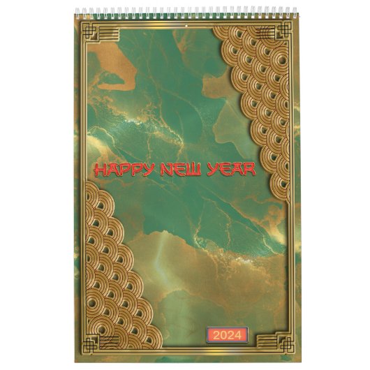 Smaragd Groen Rood Goud 12 Chinese Zodiac Tekens Kalender (Hoes)