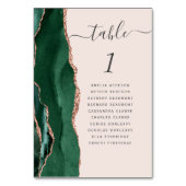 Smaragd Groen Roos Gouden Agaat Blush Bruiloft Kaart (Achterkant)