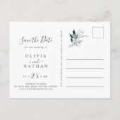 Smaragd groen rustieke bladeren sparen de datum uitnodiging briefkaart (Achterkant)